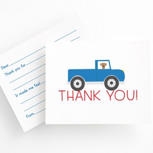 Kleine Jungen ausfüllen LKW Danke Notizen, Dankeschön Notizen, Briefpapier, Kinder Briefpapier, Notizkarte ausfüllen, Kinder danke