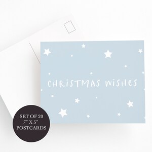 Postales navideñas de deseos de Navidad, conjunto de 20 postales sin fotografías, postales de Navidad, conjunto de tarjetas de Navidad, azul y blanco