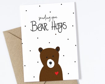 Sending you Bear Hugs Greeting Card, Cute Thinking of You Card Card to Send Someone you Love, Miss you Card, Get Well Card