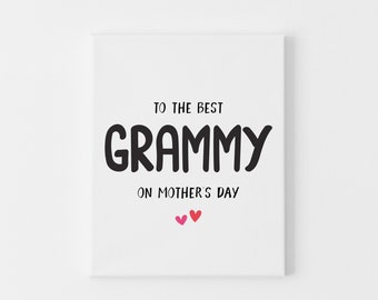 Best Grandma on Mother's Day Card , Happy Mother's Day Cards for Greatest Grammy, Mother's Day Cards, Worlds Best Mom, Card for Mothers Day