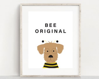 Whimsical Dog Print for Kids, DIY Artwork, Playful Decor for Boys' Room, Be Yourself Wall Art, Toddler Bedroom, Be You, Be Original