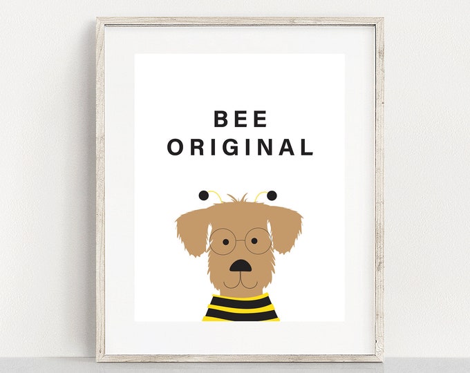 Whimsical Dog Print for Kids, DIY Artwork, Playful Decor for Boys' Room, Be Yourself Wall Art, Toddler Bedroom, Be You, Be Original