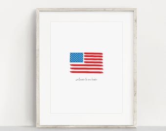 Printable American Flag Wall Art for Lake Home, Welcome to our Home Printable Decor, Minimalist Wall Art, Lake Home Decor, Print Yourself