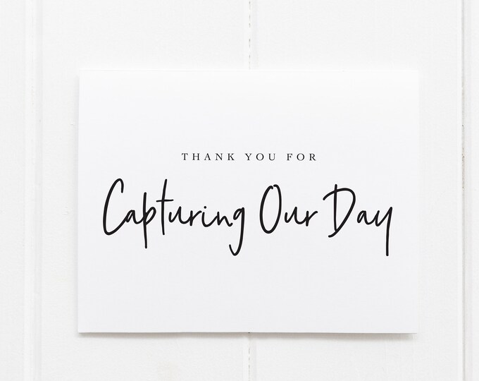 Thank you Card for Wedding Photographer and Videographer, Wedding Photographer Thank You, Wedding Day Thank you Card, Capturing our Day Card