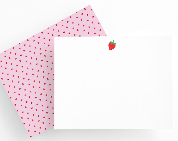 Strawberry Stationery Set, Too Sweet Birthday Thank You Notes, Girls Stationery, Red and Pink, Girls Stationery Set, Valentines Gifts