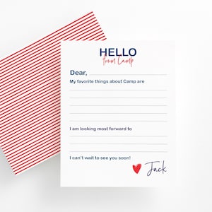 Personalized Camp Stationery Set For Boys, Custom Stationary with Lines, Summer Notes, Cute Personalized Gift for Boys, Fill in Stationery