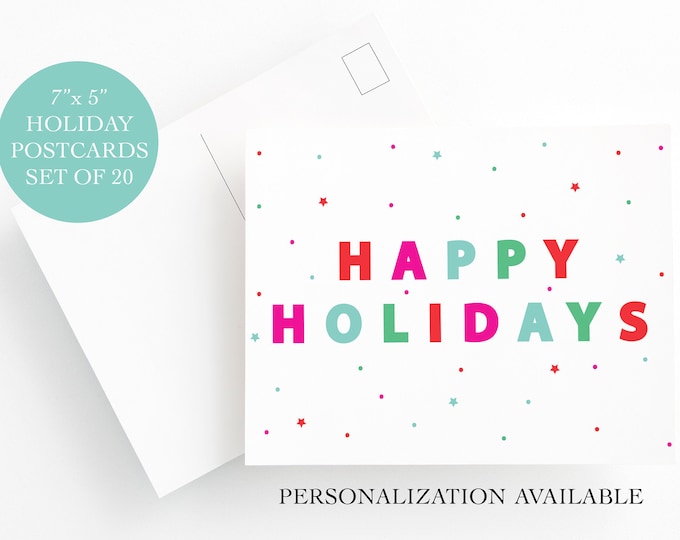 Happy Holidays Postcard Set, Christmas Postcard, Christmas Cards, Holiday Postcard, Christmas Card Set, Holiday Cards, Postcards for Holiday