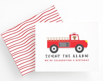 Red Fire Truck Birthday Card for Child Birthday | Cute Birthday Gift Ideas for Toddler Birthday Party | Little Boy Birthday Party Cards