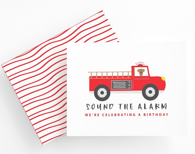 Red Fire Truck Birthday Card for Child Birthday | Cute Birthday Gift Ideas for Toddler Birthday Party | Little Boy Birthday Party Cards