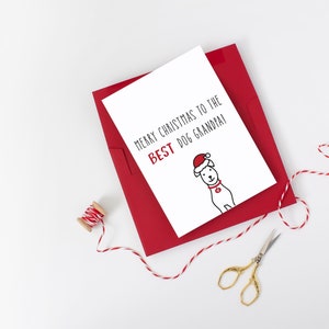 Feliz Navidad al Mejor Perro Abuelo Tarjeta de Vacaciones, Tarjeta para Abuelo, Amante del Perro, Perro Abuelo, Feliz Tarjeta de Navidad del perro