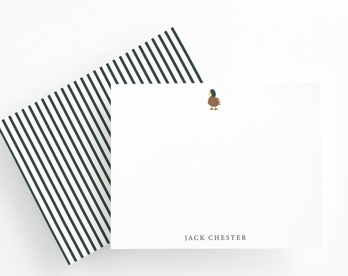 Personalized Mallard Duck Stationery Set, Flat Stationery with Mallard Duck, Wildlife Stationery Set, Hunting Wife Thank You Cards