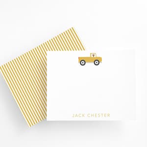 Conjunto de papelería de camión amarillo personalizado para niños, papelería de recogida colorida, camiones agrícolas, papelería para niños lindos, papelería personalizada