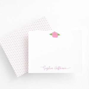 Conjunto de papelería de rosas personalizado, notas de agradecimiento personalizadas, conjunto estacionario de rosas, notas de agradecimiento de baby shower, regalos personalizados para ella