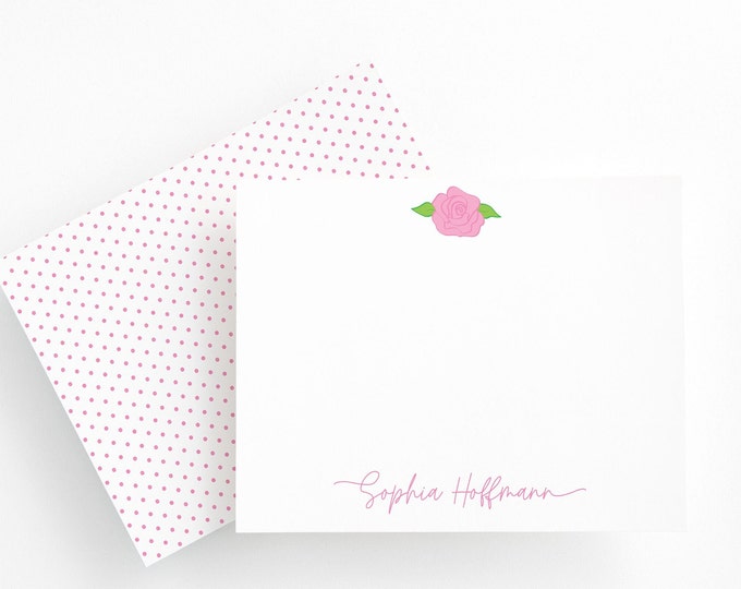Personalized Rose Stationery Set, Custom Thank You Notes, Rose Stationary Set, Baby Shower Thank You Notes, Custom Gifts for Her
