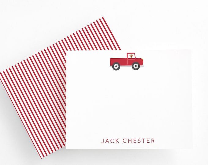 Red Truck Stationery for Boys, Cute Dog In Truck Stationery Set, Red Truck Stationary for Boys, Birthday Gift for Kids