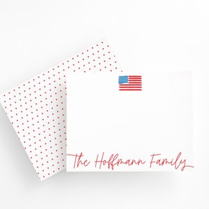 Personalisierte amerikanische Flagge Dankeskarten, rot, weiß und blau Briefpapier Set, Familie Notecard Set, Briefpapier Geschenk für ihn sie