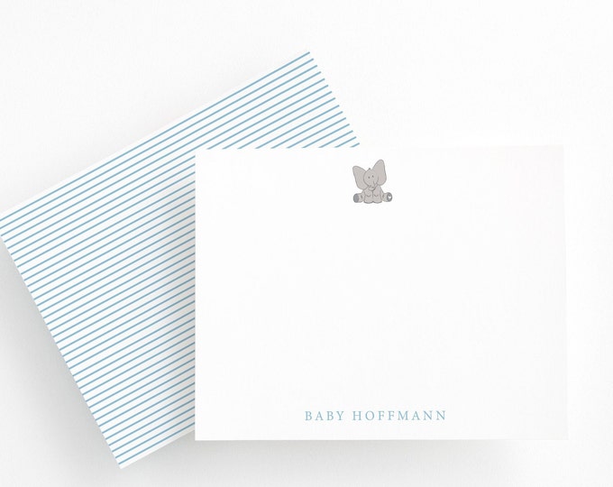 Personalized Baby Shower Thank You Cards – Elephant Design, Custom Baby Stationery, Gender-Neutral Baby Gift