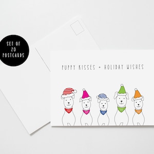 Juego de 20 postales navideñas: postales navideñas, postales Here comes Santa Paws, postales navideñas, juego de tarjetas navideñas, tarjeta navideña rústica