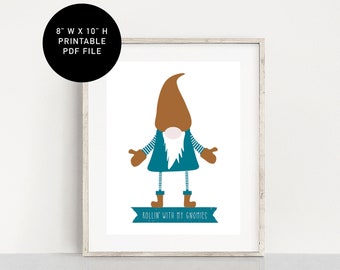 Teal Printable Holiday Nordic Wall Decor, Holiday Decor Gnomes, Funny Gnome Art, printable wall art, Christmas Decor, Holiday Decor