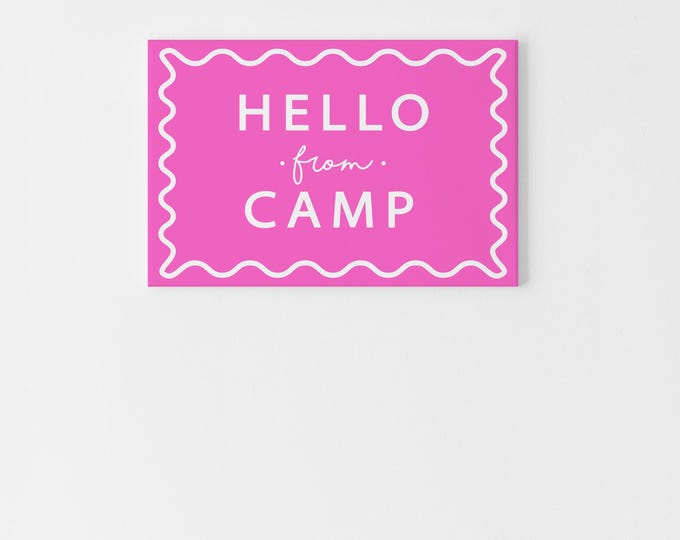 Hello from Camp Postcard Set – Hot Pink Camp Stationery for Girls, Printed Summer Camp Note Cards, Fun Mail for Kids