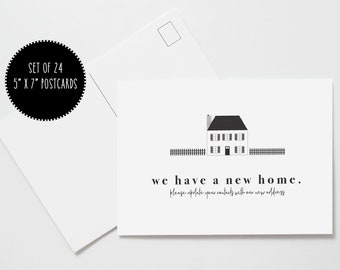 Address Update Cards, Moving Announcement Postcard Set, Cute Address Change Cards, We've Moved Postcard