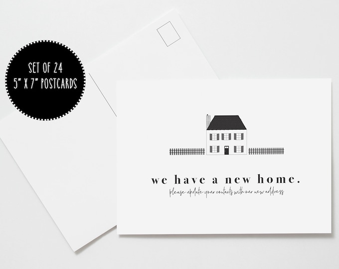 Address Update Cards, Moving Announcement Postcard Set, Cute Address Change Cards, We've Moved Postcard