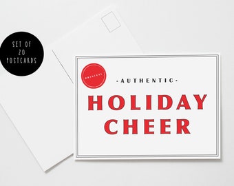HOLIDAY POSTCARD SET, Vintage Christmas, Holiday Cheer Postcards, Christmas Cards, set of Christmas cards, retro christmas cards