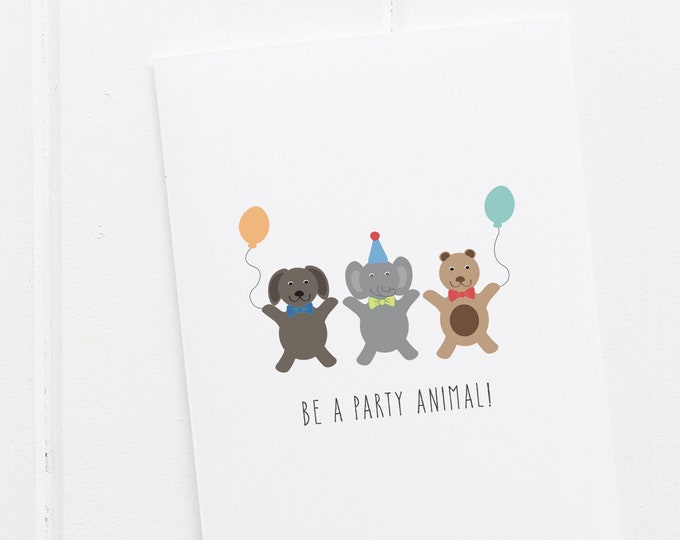 Birthday Card for Kids, Birthday Cards, Quarantine Birthday Cards, Happy Birthday Card, Be a Party Animal Birthday Card, Kids Birthday Cards