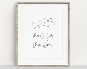 DIY Shoot for the Stars Nursery Wall Decor 11" x 14", Print at Home Nursery Wall Art, Nursery Printable, Stars Wall Art, Printable Wall Art
