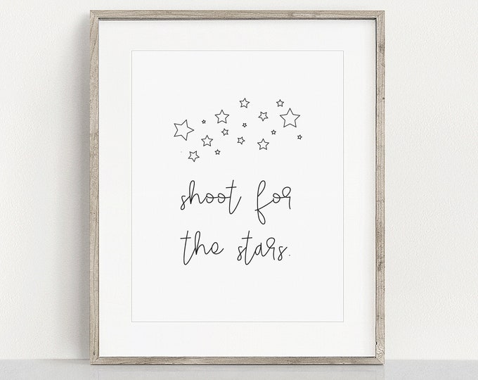 DIY Shoot for the Stars Nursery Wall Decor 11" x 14", Print at Home Nursery Wall Art, Nursery Printable, Stars Wall Art, Printable Wall Art