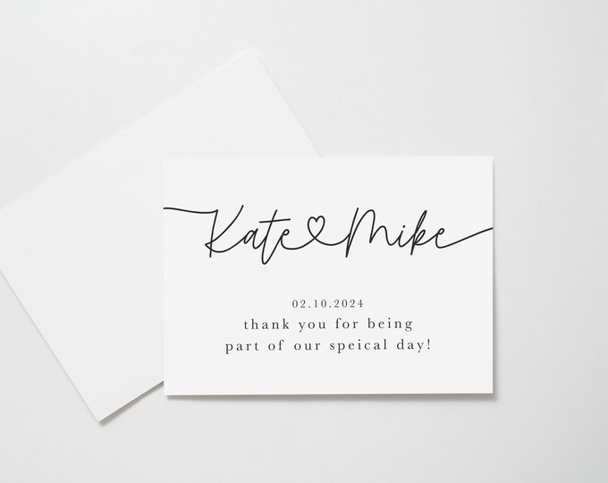 Wedding Thank You Cards, Personalized Wedding Thank You Cards, Wedding Thank You Cards Set, Simple Wedding Thank You Notes, Vendor Thank You
