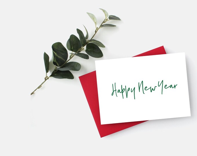 Simple HAPPY NEW YEAR Card, Buisness Holiday Card, Simple New Years Cards, Office Holiday Card, New Years Greeting Card, New Year