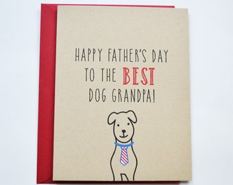 Father's Day Greeting Card to the Best Dog Grandpa on Kraft Paper, Dog in Tie Card, Card from Dog, Card for Dog Lover, Father's Day Cards