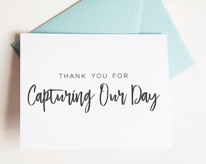 Thank you for Capturing Our Day Card, Thank You for Wedding Photographer, Thank You for , Wedding Vendor Thank You Cards, Wedding Day