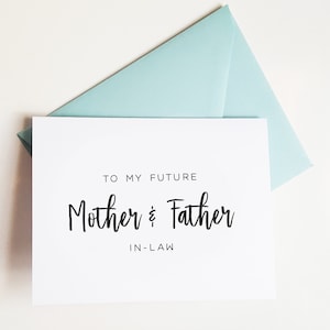 Tarjeta del día de la boda para futuros suegros, tarjeta para mis suegros el día de la boda, carta para los padres del novio, carta para los padres de la novia