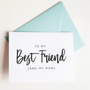 Tarjeta para imprimir en casa para mamá y mejor amiga en el día de la boda de la novia o el novio