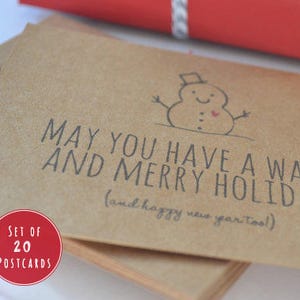 Jeu de cartes postales de vacances bonhomme de neige, papeterie de Noël, jeu de cartes de vacances, cartes postales de joyeuses fêtes, cartes postales de Noël