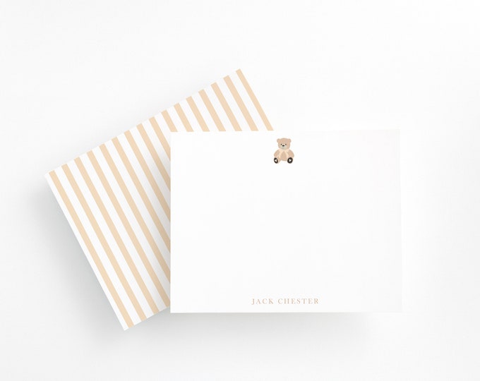 Teddy Bear Stationery, Neutral Baby Stationery Set, Vintage Baby, Little Boy Stationery, Baby Shower Gift, Newborn Gift, Custom Baby Gift