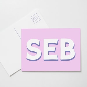 Personalized Monogram Postcard Set, Custom Name Postcards for Kids, Bright Colorful Stationery, Fun Snail Mail for Camp or Pen Pals