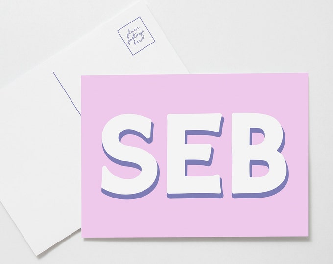 Personalized Monogram Postcard Set, Custom Name Postcards for Kids, Bright Colorful Stationery, Fun Snail Mail for Camp or Pen Pals