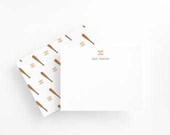 Vintage-Inspired Sports Baseball Stationery Set for Boys – Custom Brown Name Design