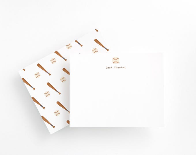 Vintage-Inspired Sports Baseball Stationery Set for Boys – Custom Brown Name Design