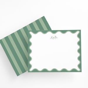 Personalized Colorful Scalloped Stationery Set – Custom Thank You Cards, Preppy Note Cards with Envelopes, Girls Stationary Gift