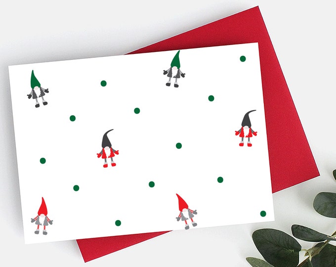Happy Holidays Gnome Stationery, Christmas Stationery, Holiday Cards, cute Christmas Gnomes, There is Gnome Place Like Home for the Holidays