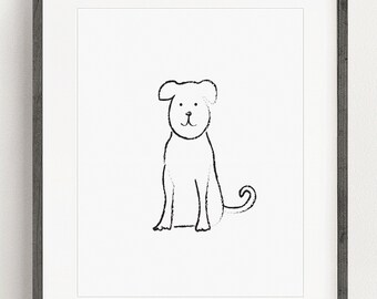 printable wall art, Sketched Dog Art, Dog Nursery Art, Gender Neutral Art for Kid, Home Decor, Print at Home Wall Art, Digital Print, Dog