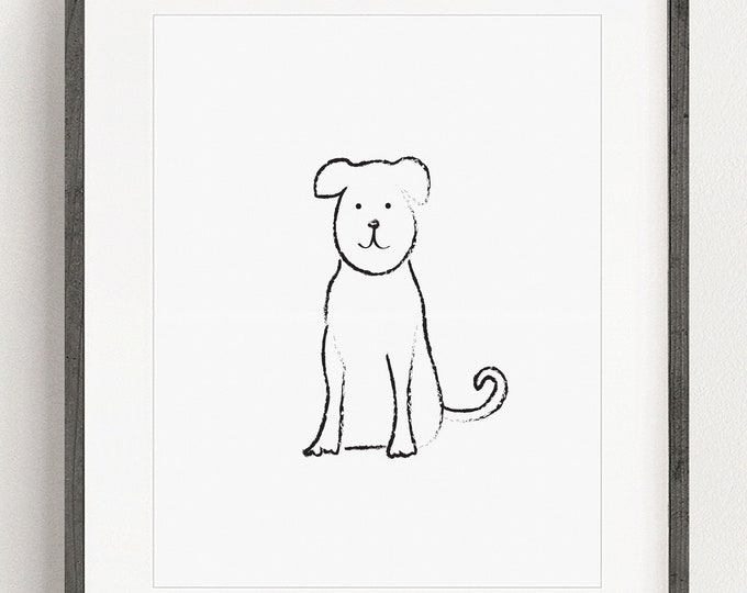 printable wall art, Sketched Dog Art, Dog Nursery Art, Gender Neutral Art for Kid, Home Decor, Print at Home Wall Art, Digital Print, Dog