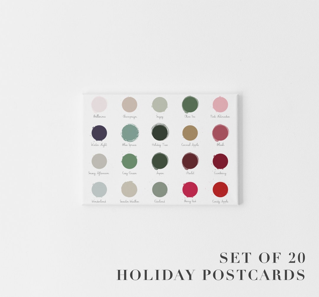 Post Card Colorful Colorful Holiday POSTCARD SET, Christmas Postcard, Holiday Cheer ...