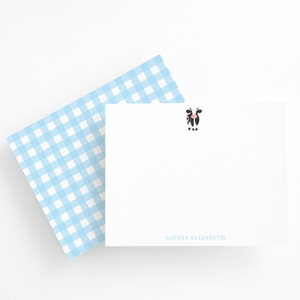 Papeterie personnalisée, ensemble de papeterie fille vache, papeterie plate avec vache, cartes de remerciement d'anniversaire à la ferme, notes de remerciement vache