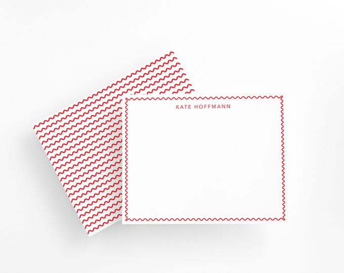 Personalized Graduation Gift – Custom Red Stationery Set | Name Note Cards for Grads | Graduation Thank You Notes | Flat Cards