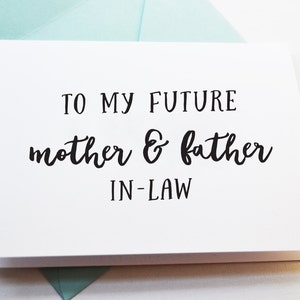 Tarjeta para suegros y suegros, tarjeta para futuros suegros, madre del novio, gracias por criar a un hijo maravilloso, tarjeta para mis suegros